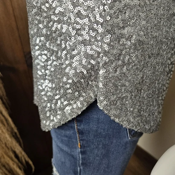 NWT GAP Silver Sequin Scoop Neck Dressy Tank Top - Picture 8 of 12